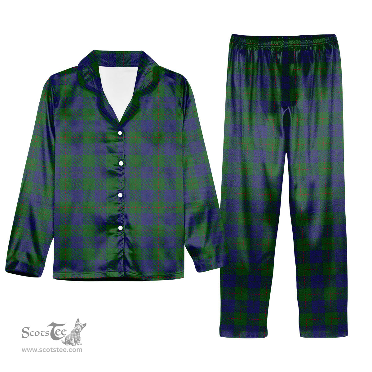 ScotsTee Shop Scottish Barclay Tartan Pajama Satin Velvet Flannel Pajama Set