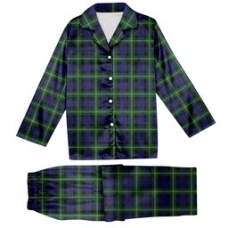 ScotsTee Shop Scottish Baillie of Polkemmet Tartan Pajama Satin Velvet Flannel Pajama Set