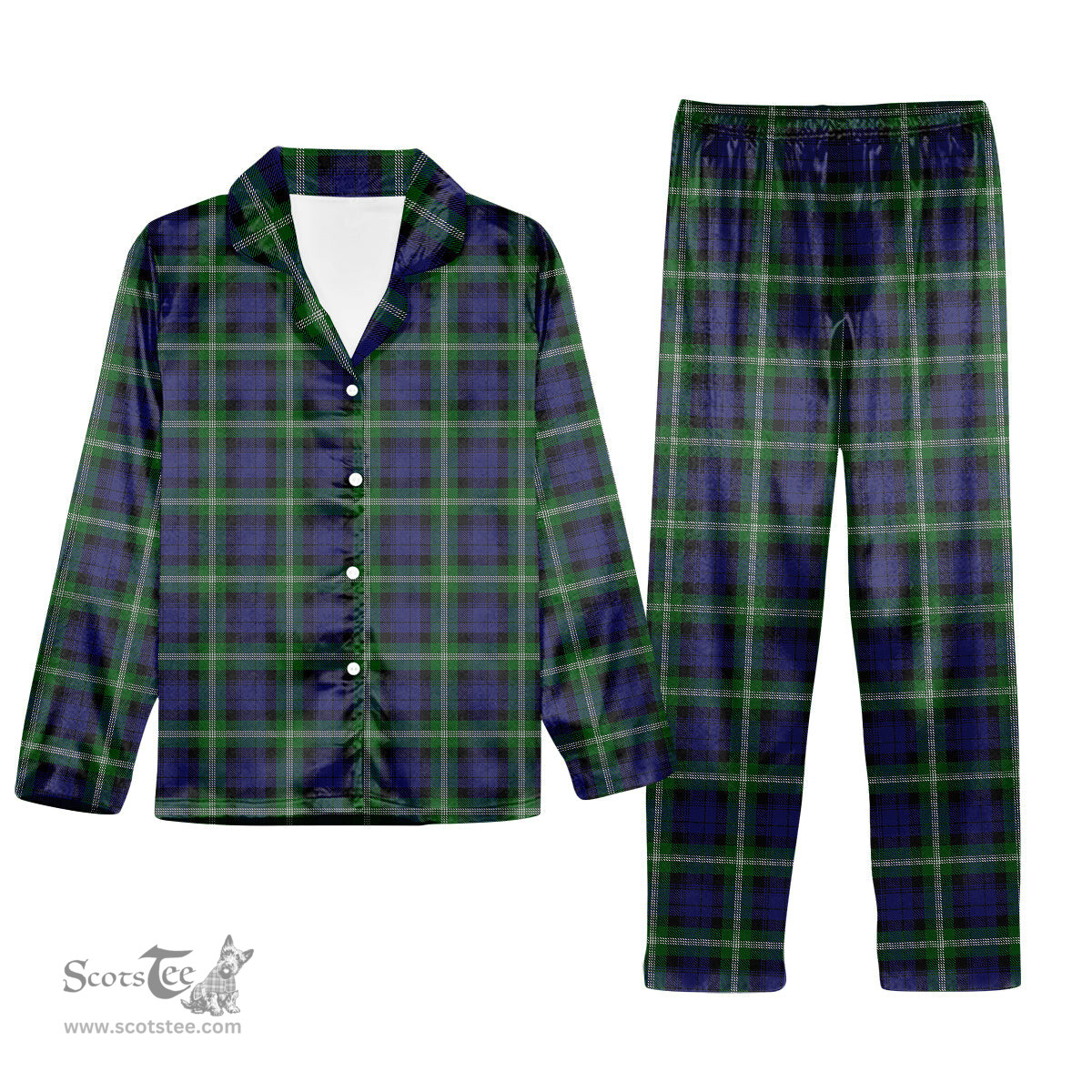 ScotsTee Shop Scottish Baillie of Polkemmet Tartan Pajama Satin Velvet Flannel Pajama Set