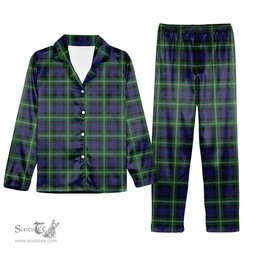 ScotsTee Shop Scottish Baillie of Polkemmet Tartan Pajama Satin Velvet Flannel Pajama Set