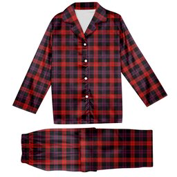 ScotsTee Shop Scottish Brown Modern Tartan Pajama Satin Velvet Flannel Pajama Set