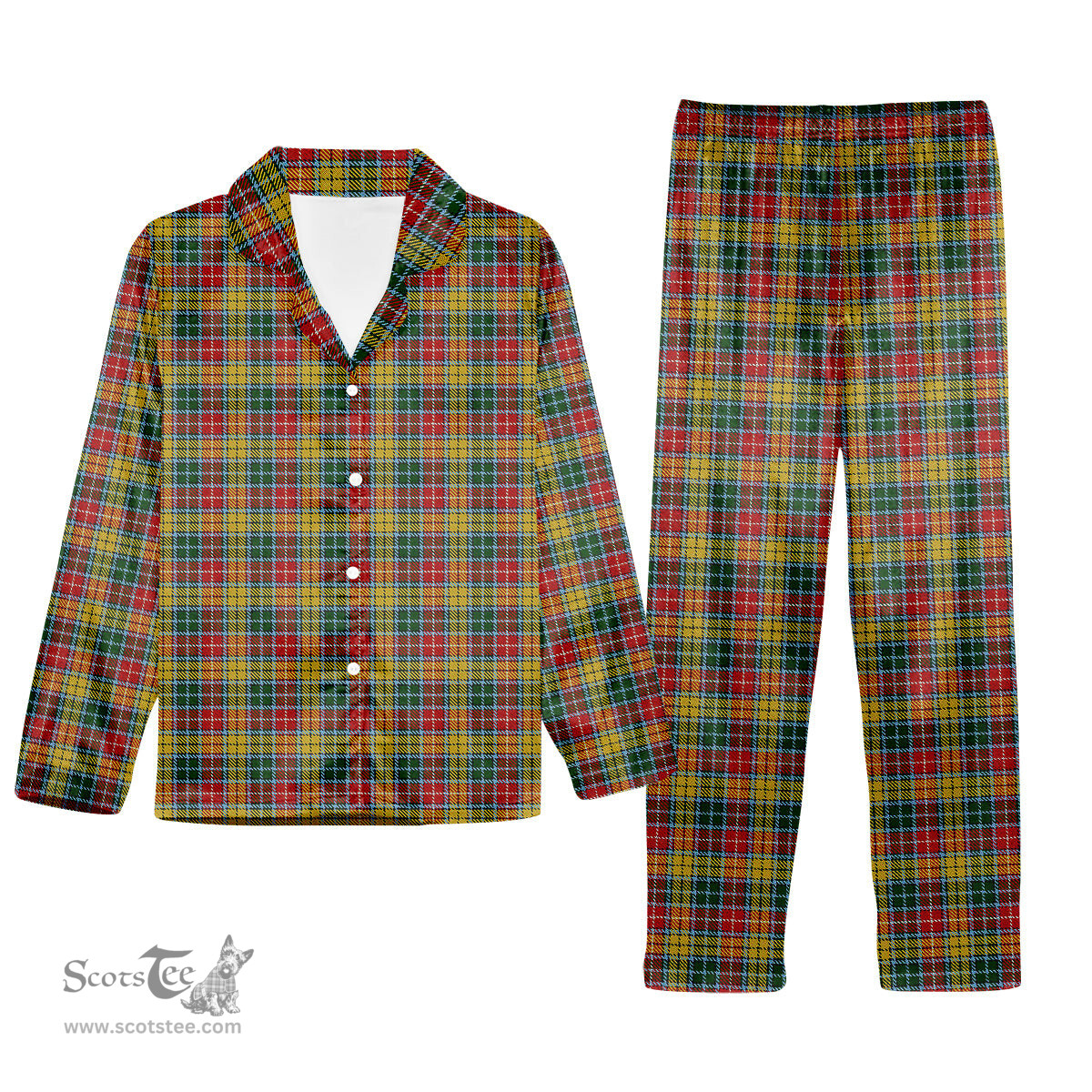 ScotsTee Shop Scottish Buchanan 1850 Tartan Pajama Satin Velvet Flannel Pajama Set