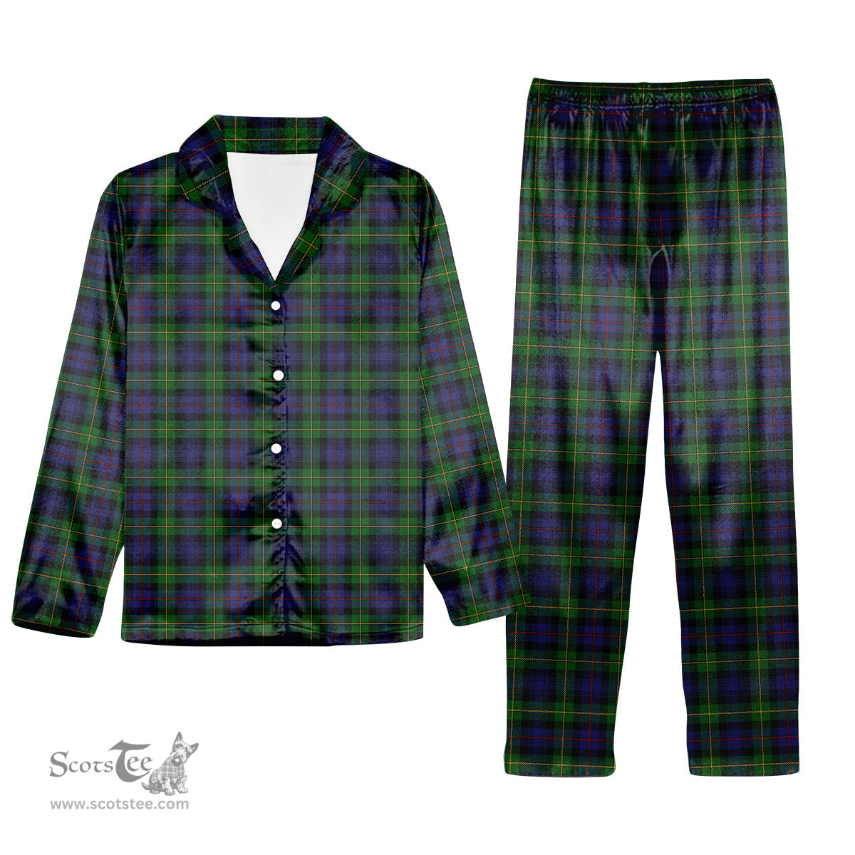ScotsTee Shop Scottish Baillie (Fencibles) Tartan Pajama Satin Velvet Flannel Pajama Set