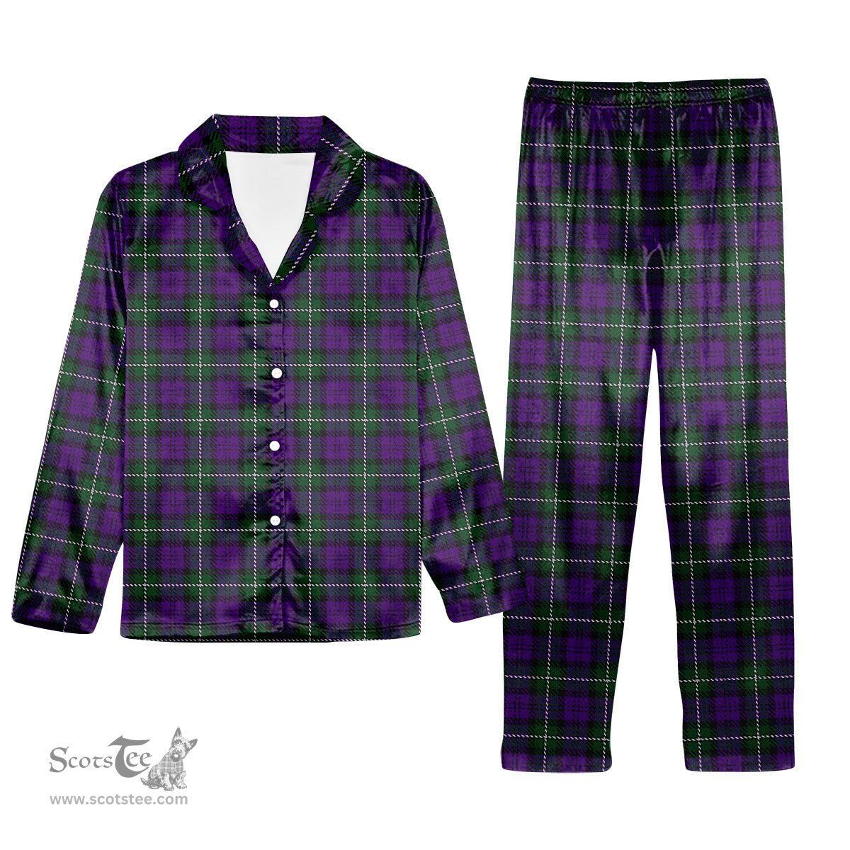 ScotsTee Shop Scottish Baillie Highland Society Tartan Pajama Satin Velvet Flannel Pajama Set