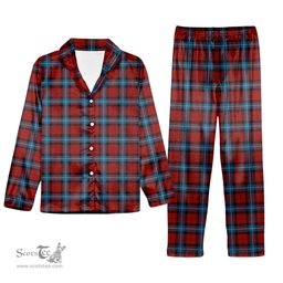 ScotsTee Shop Scottish Baillie of Polkemmet Red Tartan Pajama Satin Velvet Flannel Pajama Set