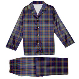 ScotsTee Shop Scottish Balfour Blue Modern Tartan Pajama Satin Velvet Flannel Pajama Set