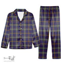 ScotsTee Shop Scottish Balfour Blue Modern Tartan Pajama Satin Velvet Flannel Pajama Set