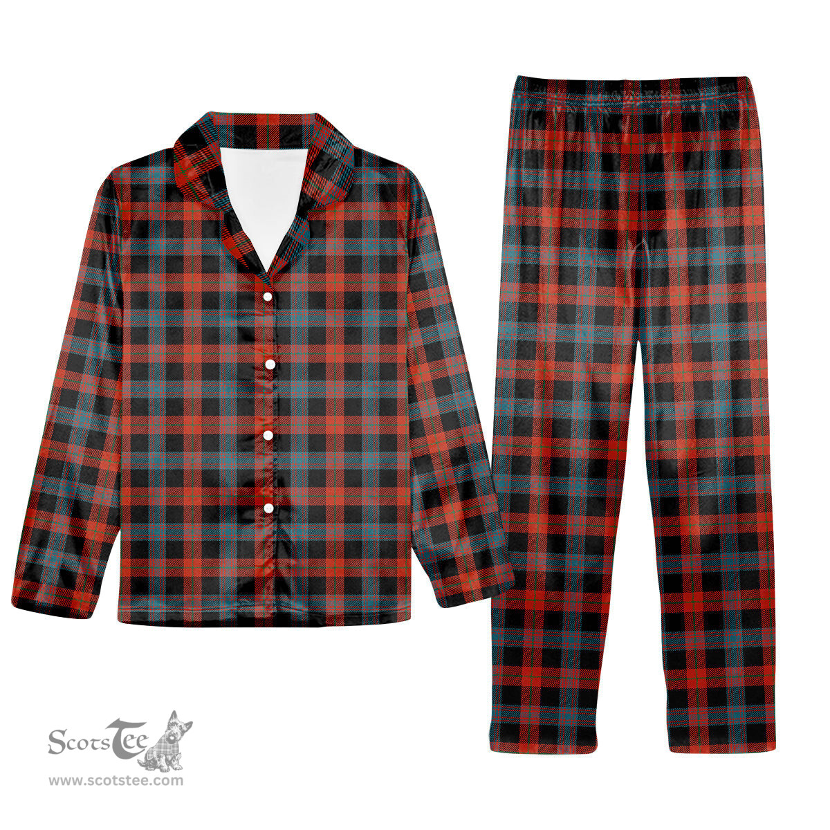 ScotsTee Shop Scottish Broun Ancient Tartan Pajama Satin Velvet Flannel Pajama Set