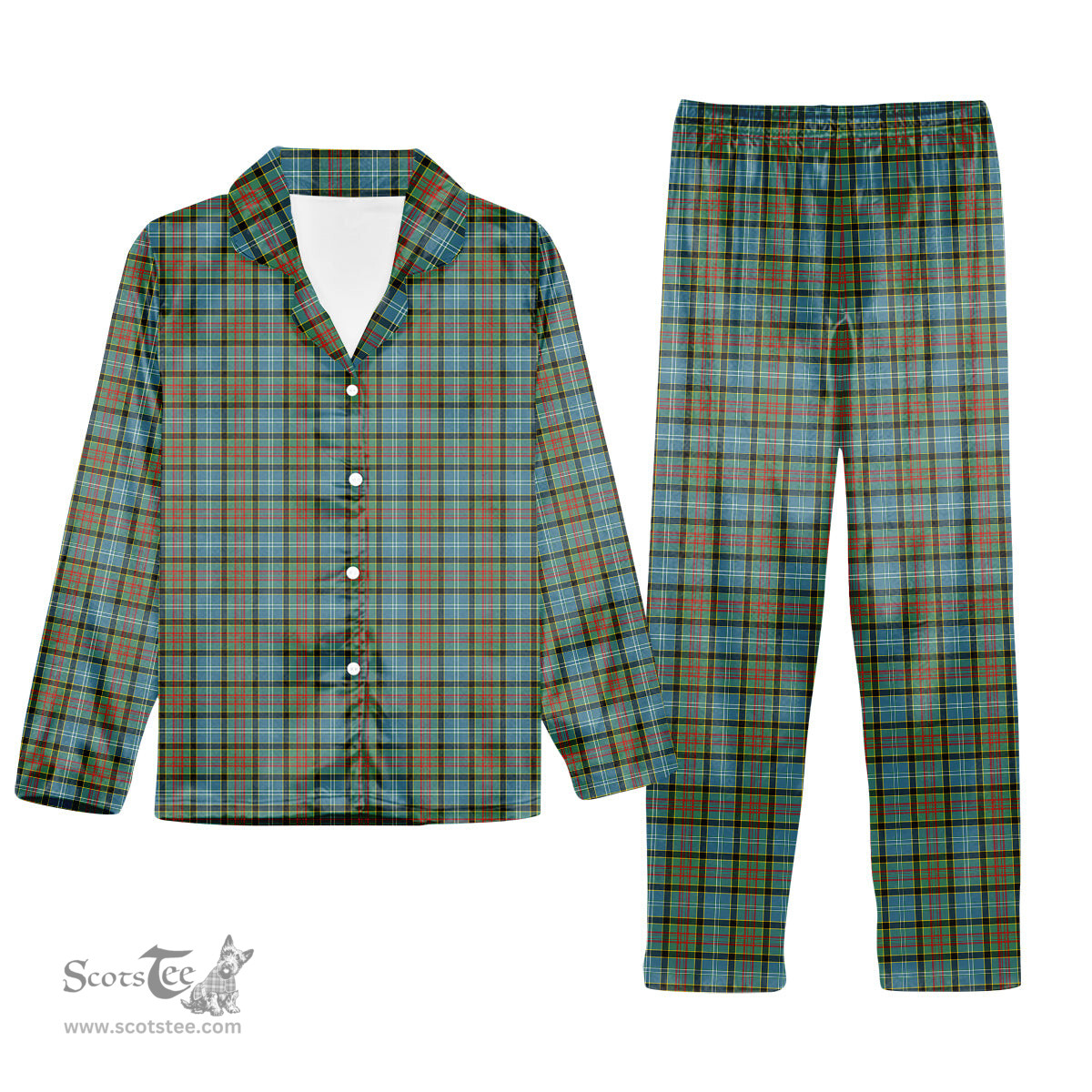 ScotsTee Shop Scottish Brisbane Modern Tartan Pajama Satin Velvet Flannel Pajama Set