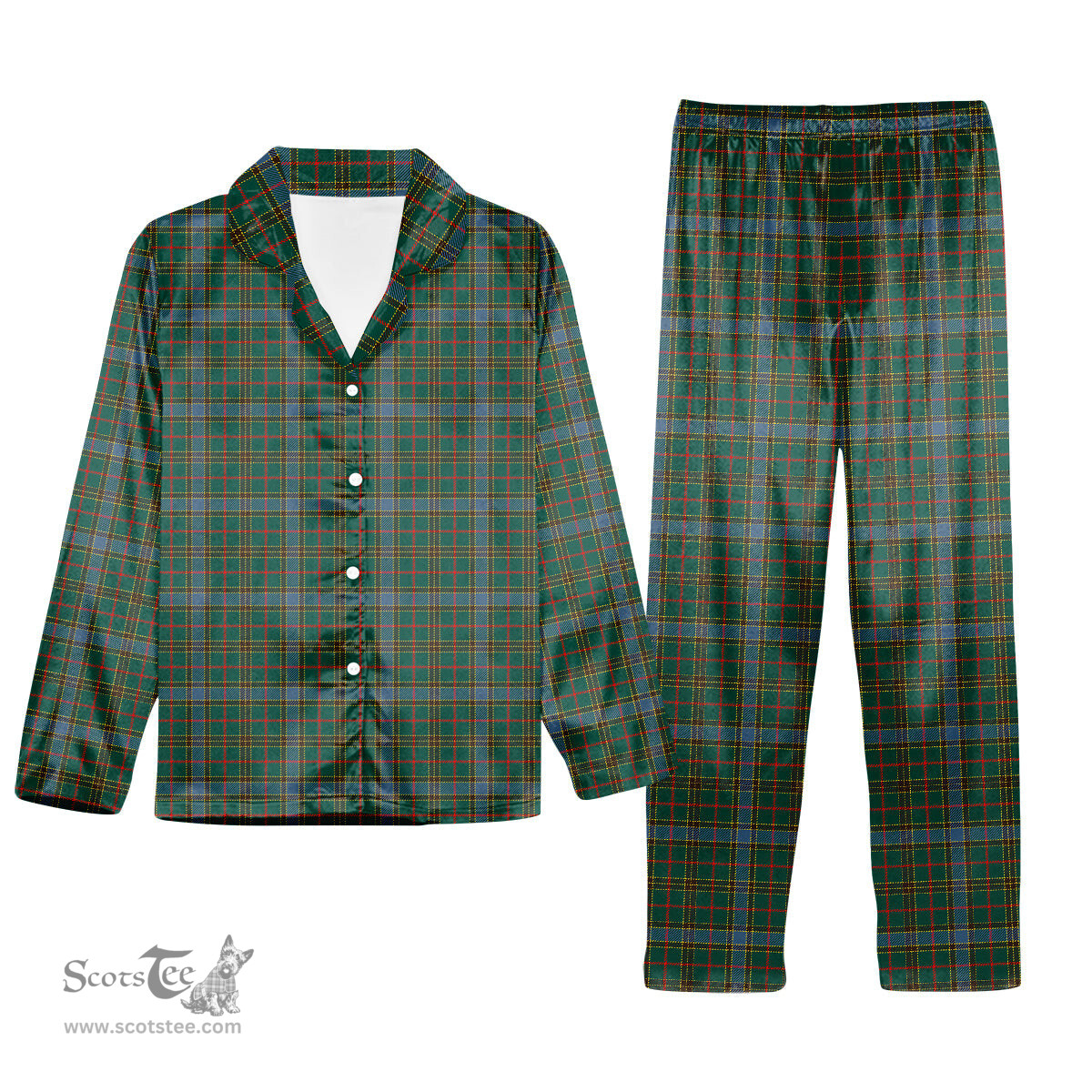 ScotsTee Shop Scottish Balfour Hunting Modern Tartan Pajama Satin Velvet Flannel Pajama Set