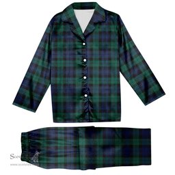 ScotsTee Shop Scottish Black Watch Large Sett Modern Tartan Pajama Satin Velvet Flannel Pajama Set