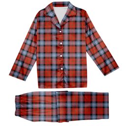 ScotsTee Shop Scottish Baillie of Polkemmet Red Ancient Tartan Pajama Satin Velvet Flannel Pajama Set