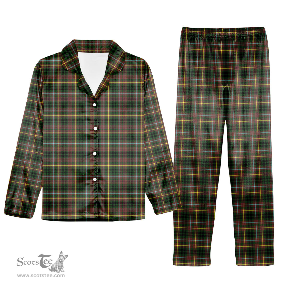 ScotsTee Shop Scottish Buchanan Hunting SC Tartan Pajama Satin Velvet Flannel Pajama Set