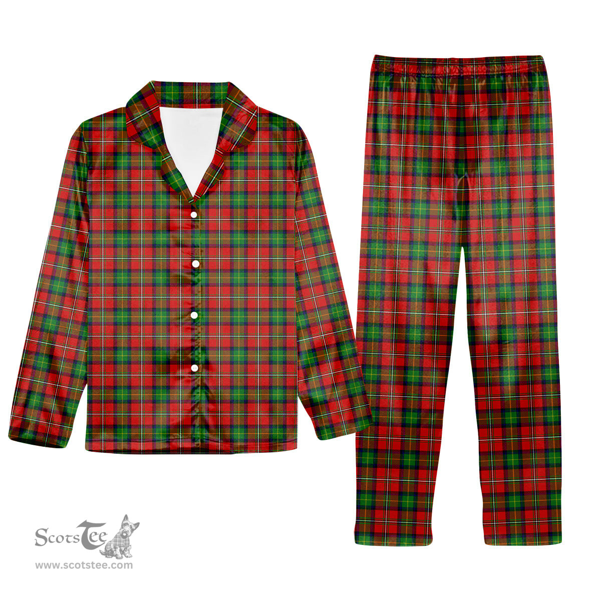 ScotsTee Shop Scottish Boyd Modern Tartan Pajama Satin Velvet Flannel Pajama Set