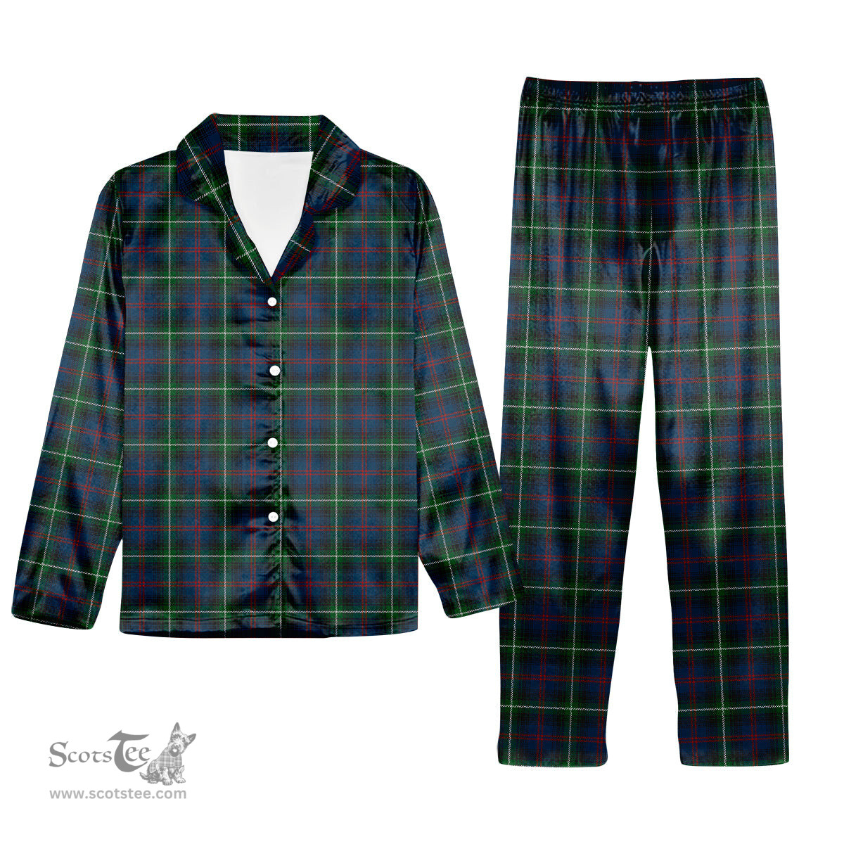 ScotsTee Shop Scottish Bannatyne Tartan Pajama Satin Velvet Flannel Pajama Set