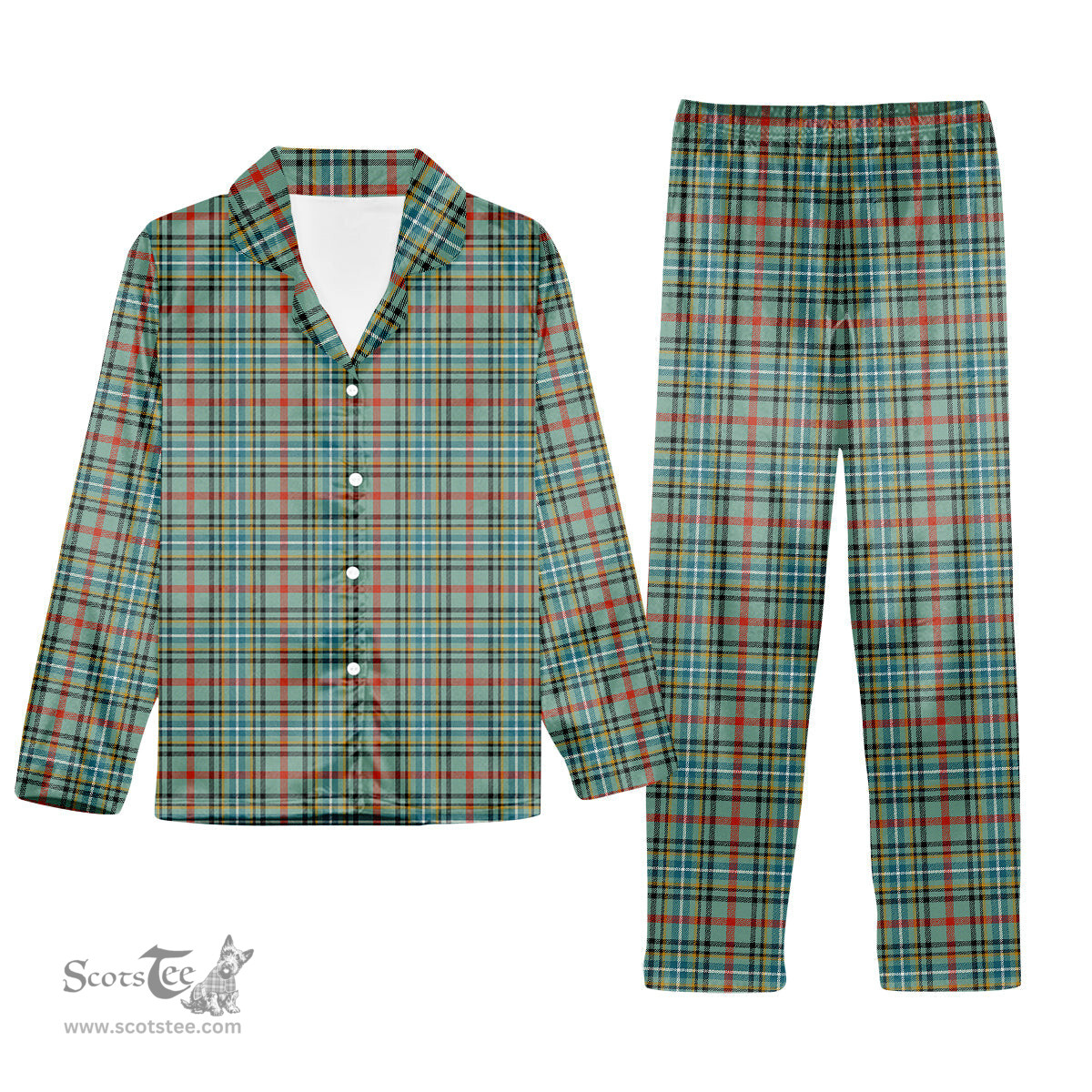 ScotsTee Shop Scottish Bisset Ancient Tartan Pajama Satin Velvet Flannel Pajama Set