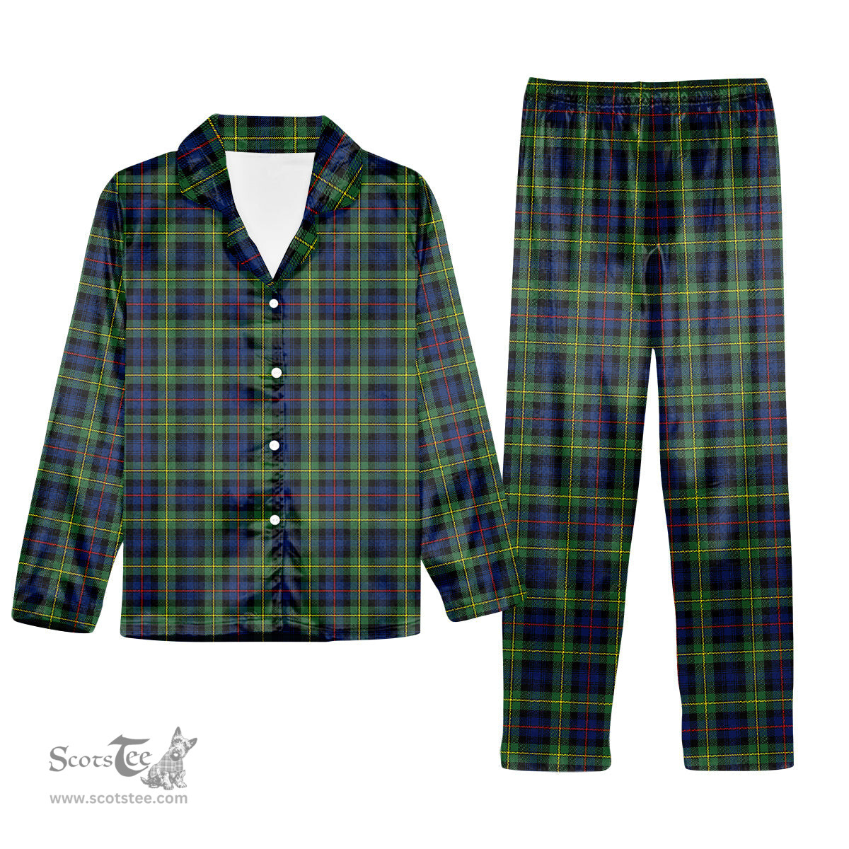 ScotsTee Shop Scottish Baillie Modern Tartan Pajama Satin Velvet Flannel Pajama Set