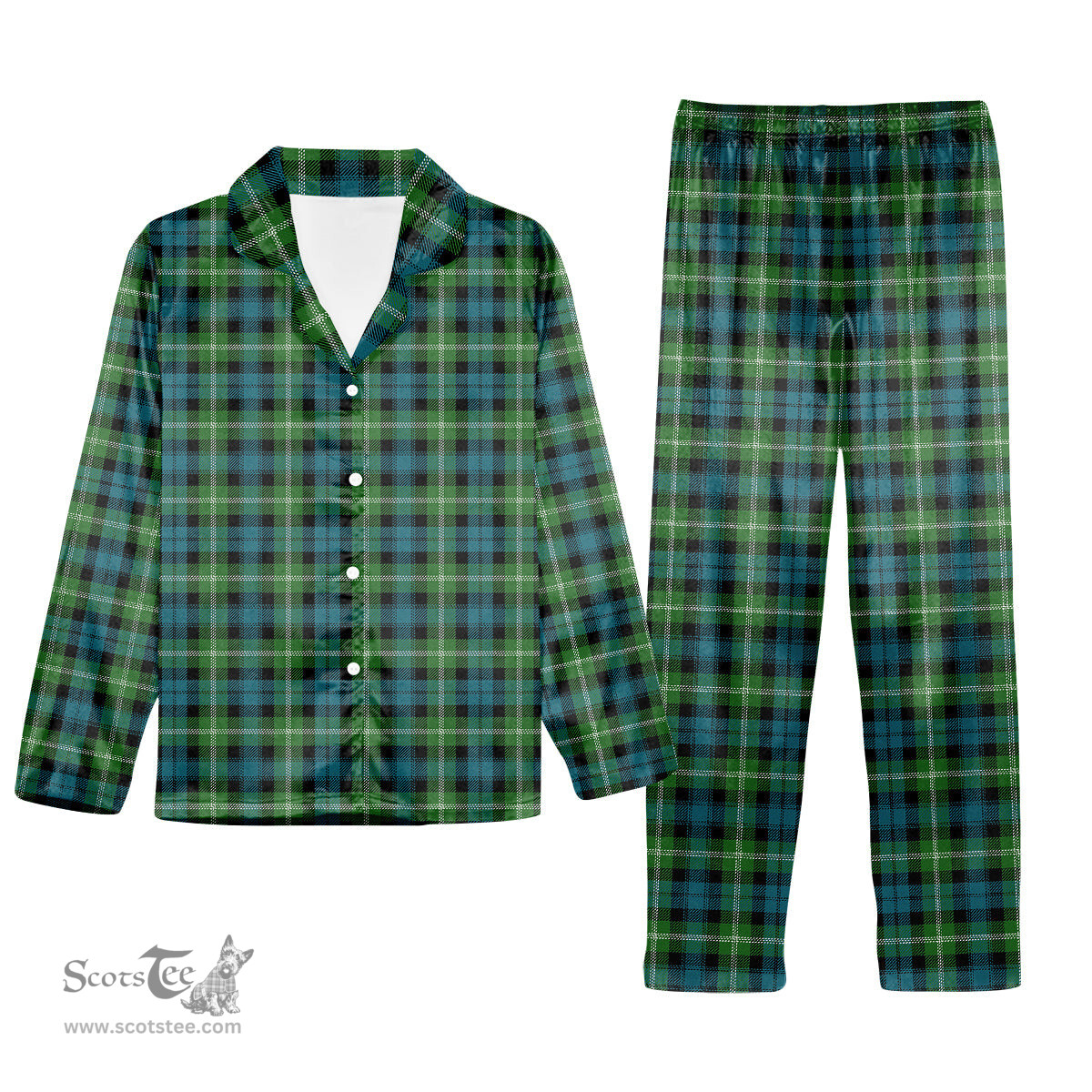 ScotsTee Shop Scottish Baillie of Polkemmet Ancient Tartan Pajama Satin Velvet Flannel Pajama Set