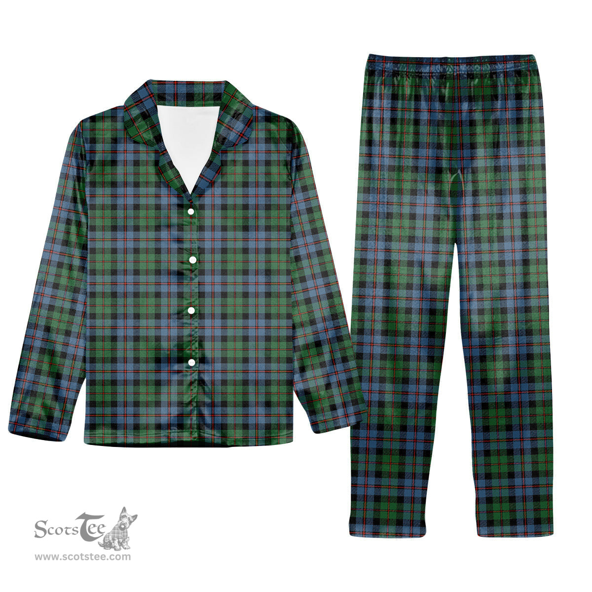 ScotsTee Shop Scottish Black Watch Coarse Kilt Ancient Tartan Pajama Satin Velvet Flannel Pajama Set
