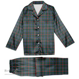 ScotsTee Shop Scottish Bisset Modern Tartan Pajama Satin Velvet Flannel Pajama Set