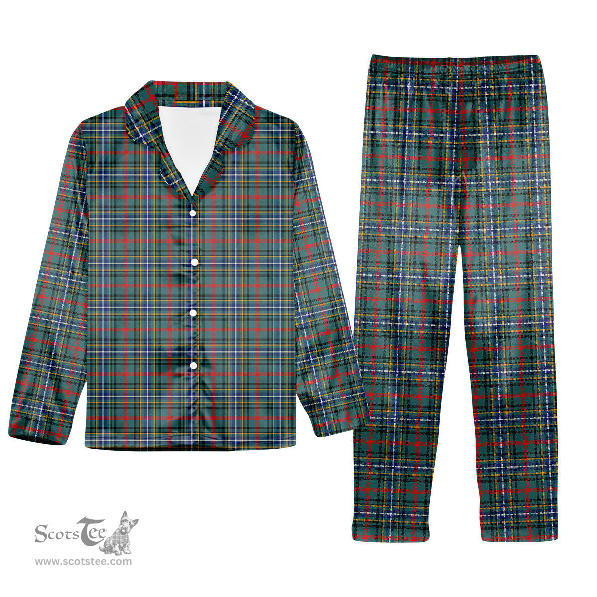 ScotsTee Shop Scottish Bisset Modern Tartan Pajama Satin Velvet Flannel Pajama Set