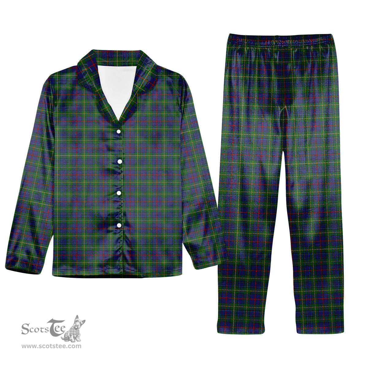 ScotsTee Shop Scottish Bailey, The House of Tartan Pajama Satin Velvet Flannel Pajama Set