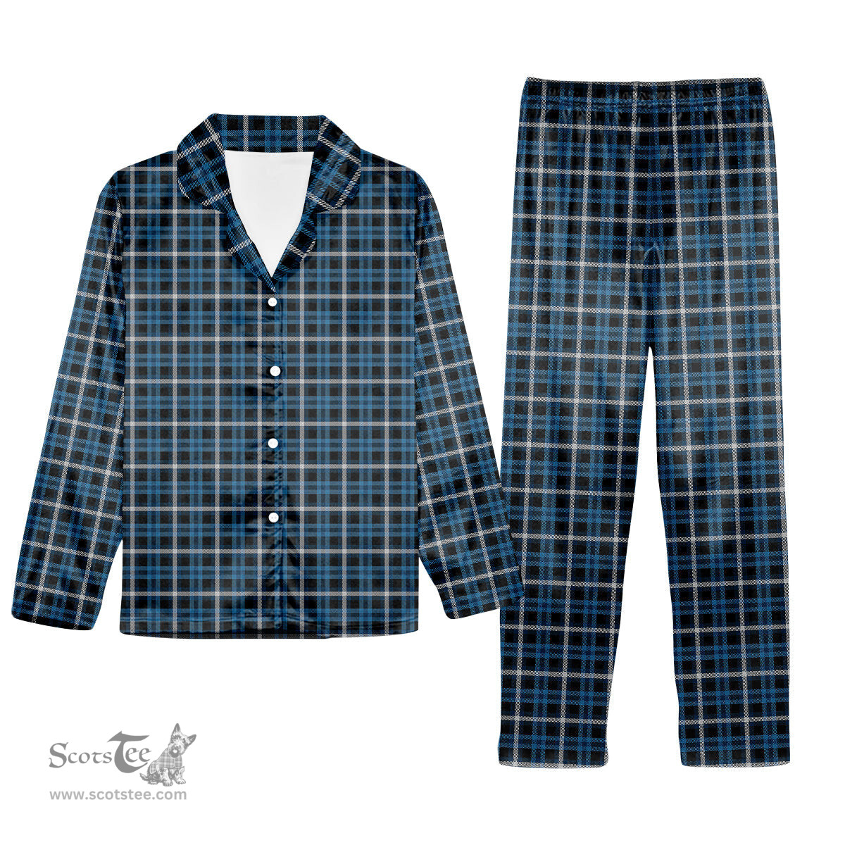 ScotsTee Shop Scottish Balfour Geiner, Alwyn Tartan Pajama Satin Velvet Flannel Pajama Set