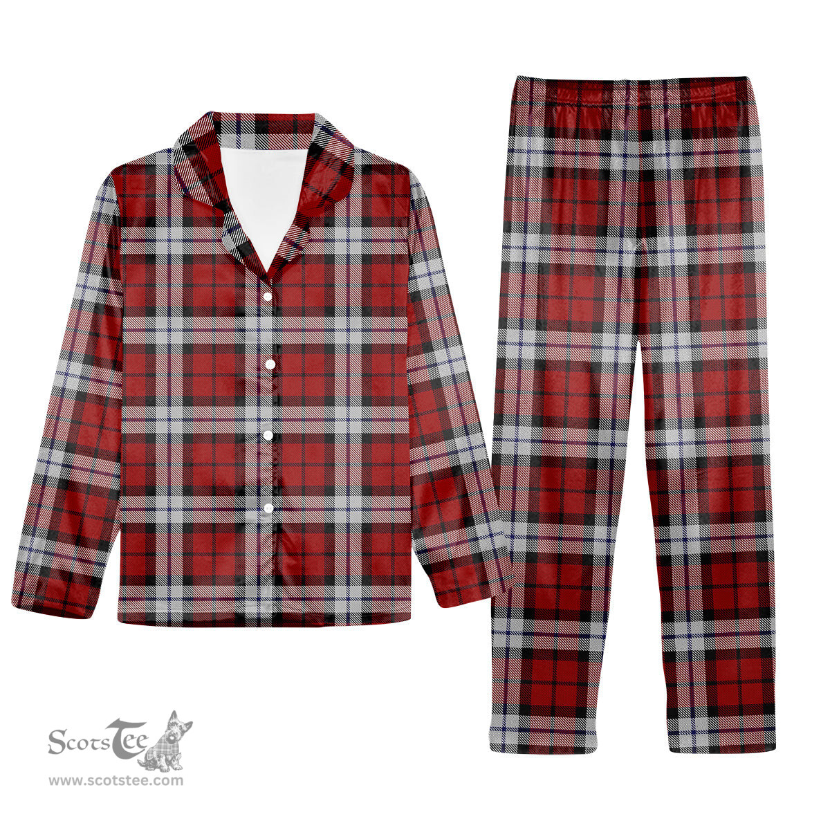 ScotsTee Shop Scottish Brodie Dress Tartan Pajama Satin Velvet Flannel Pajama Set