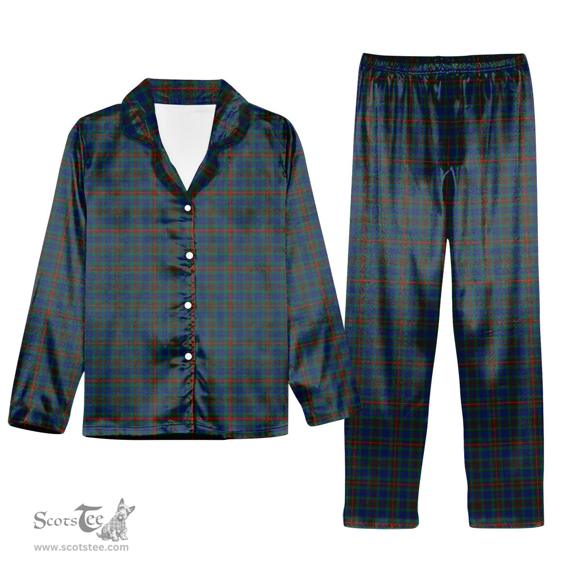 ScotsTee Shop Scottish Buchanan Hunting Modern Tartan Pajama Satin Velvet Flannel Pajama Set