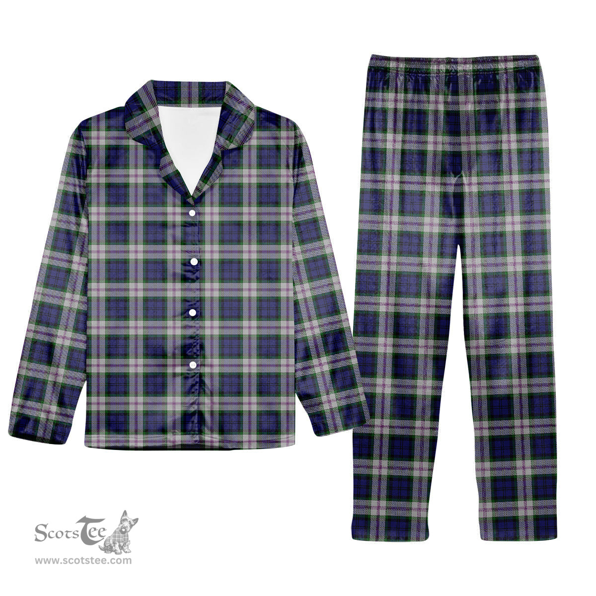 ScotsTee Shop Scottish Baird Dress Tartan Pajama Satin Velvet Flannel Pajama Set