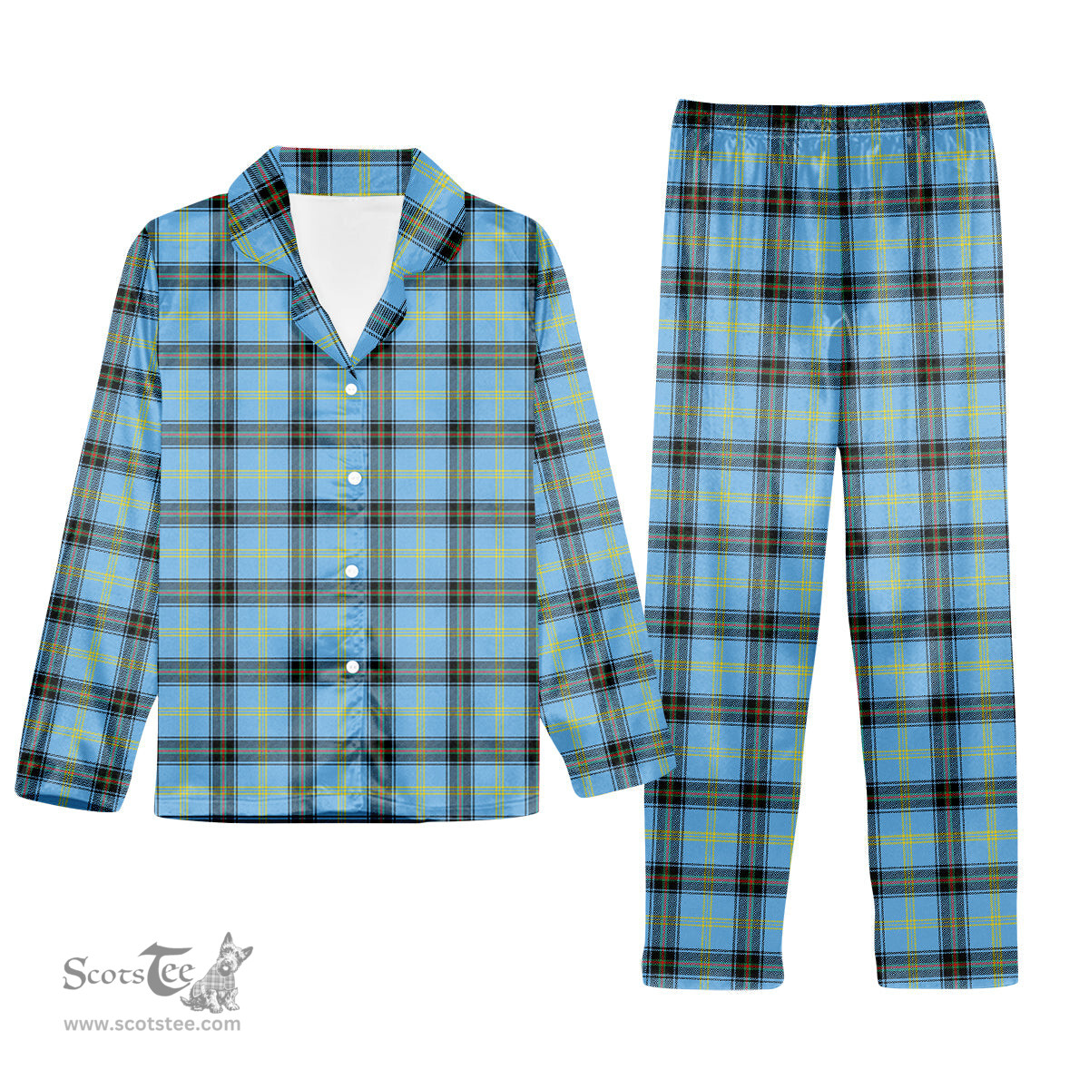 ScotsTee Shop Scottish Bell of the Borders Modern Tartan Pajama Satin Velvet Flannel Pajama Set
