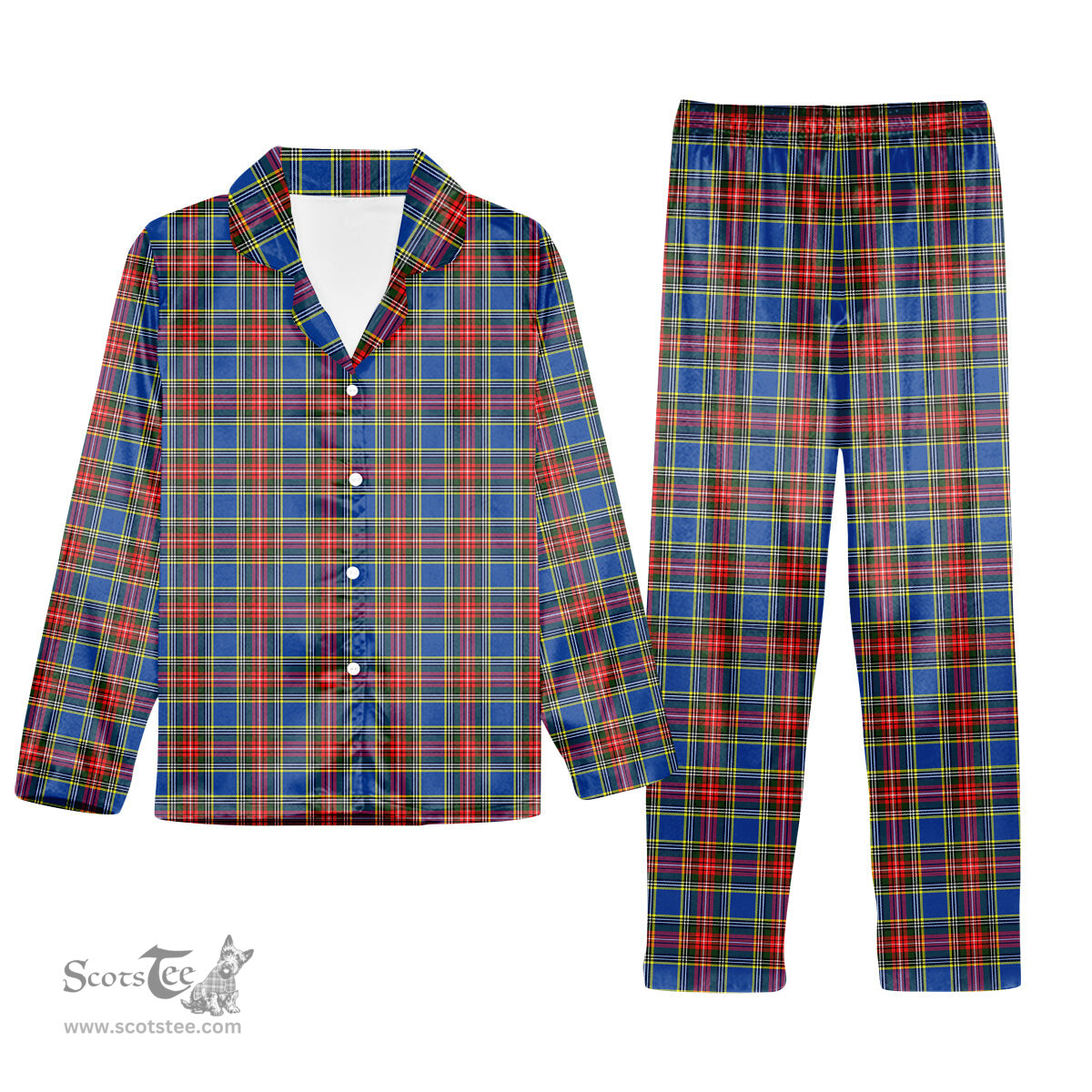 ScotsTee Shop Scottish Bethune Tartan Pajama Satin Velvet Flannel Pajama Set