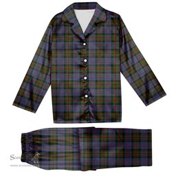 ScotsTee Shop Scottish Bowie Black Tartan Pajama Satin Velvet Flannel Pajama Set