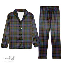 ScotsTee Shop Scottish Bowie Black Tartan Pajama Satin Velvet Flannel Pajama Set