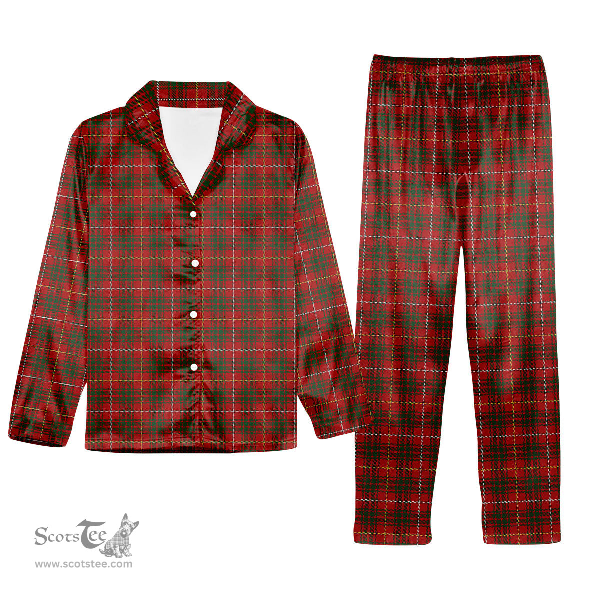 ScotsTee Shop Scottish Bruce Tartan Pajama Satin Velvet Flannel Pajama Set