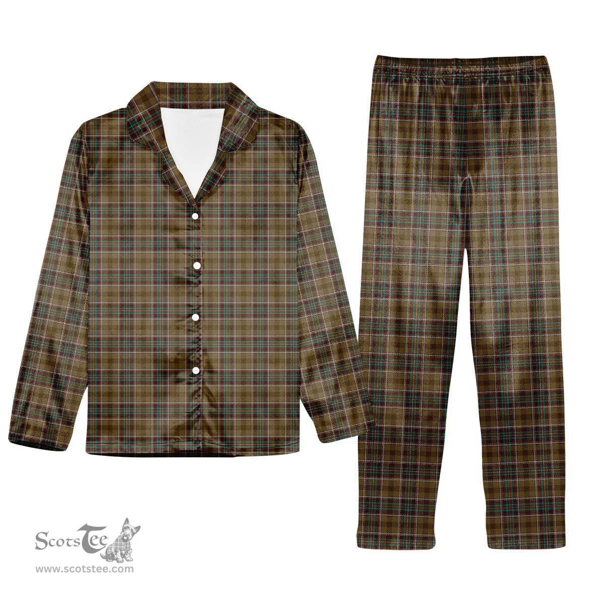 ScotsTee Shop Scottish Bruce of Kinnaird (Vivienne Westwood Design) Tartan Pajama Satin Velvet Flannel Pajama Set