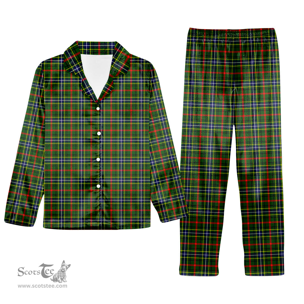 ScotsTee Shop Scottish Bisset SC Tartan Pajama Satin Velvet Flannel Pajama Set