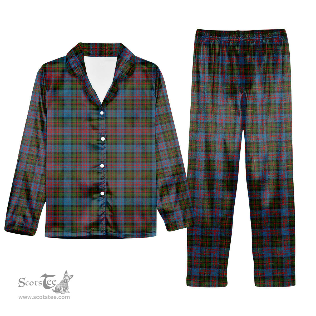 ScotsTee Shop Scottish Bowie Tartan Pajama Satin Velvet Flannel Pajama Set