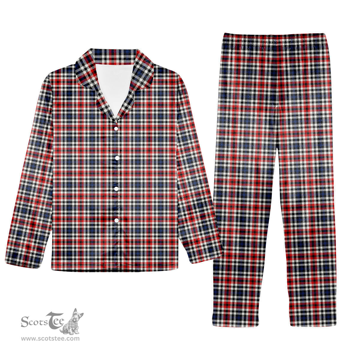 ScotsTee Shop Scottish Bell Border (Bell Southern Bell) Modern Tartan Pajama Satin Velvet Flannel Pajama Set