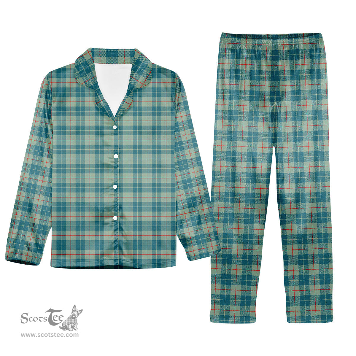 ScotsTee Shop Scottish Barclay Hunting #2 Ancient Clan Tartan Pajama Satin Velvet Flannel Pajama Set