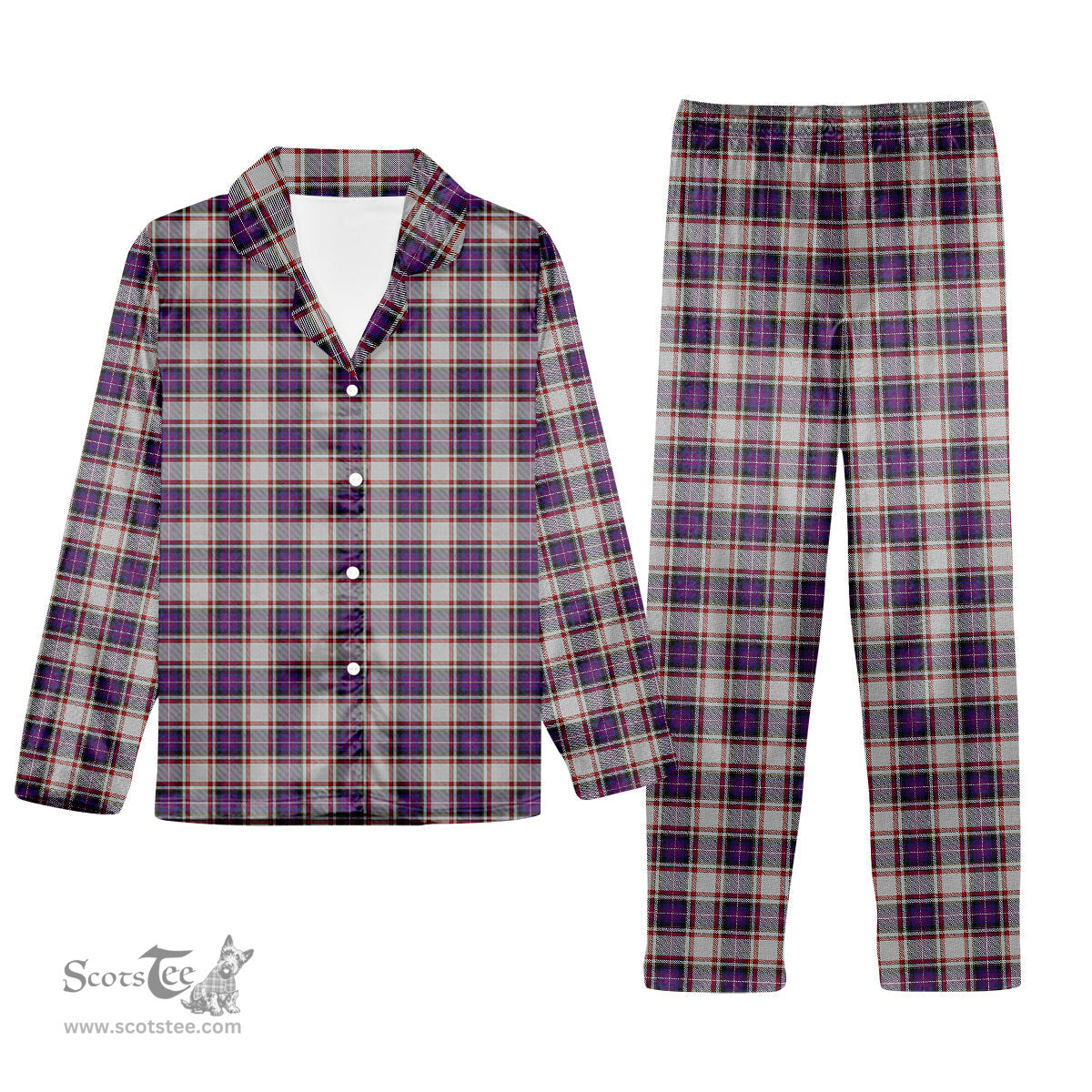 ScotsTee Shop Scottish Bruce of Kinnaird Dress (Dance) Tartan Pajama Satin Velvet Flannel Pajama Set