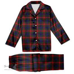 ScotsTee Shop Scottish Clark (Lion) Red Tartan Pajama Satin Velvet Flannel Pajama Set