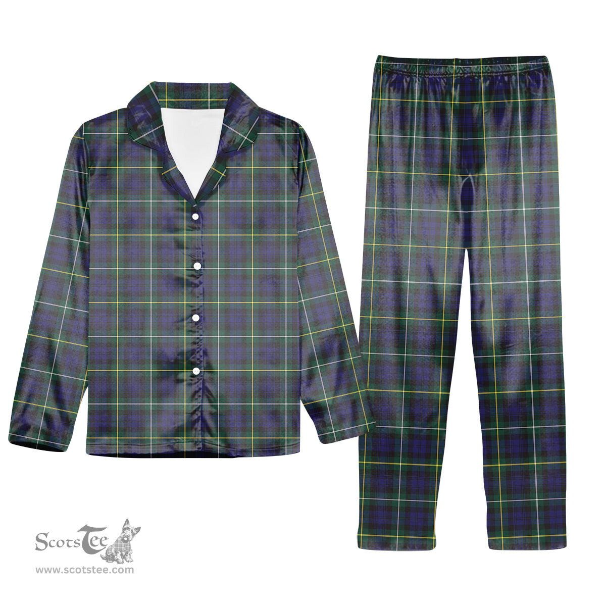 ScotsTee Shop Scottish Campbell Argyll Modern Tartan Pajama Satin Velvet Flannel Pajama Set
