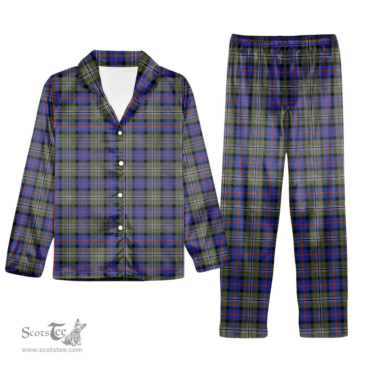 ScotsTee Shop Scottish Clan Logan Society International Tartan Pajama Satin Velvet Flannel Pajama Set
