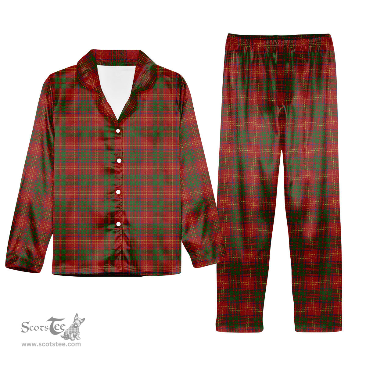 ScotsTee Shop Scottish Burns 1930 Tartan Pajama Satin Velvet Flannel Pajama Set