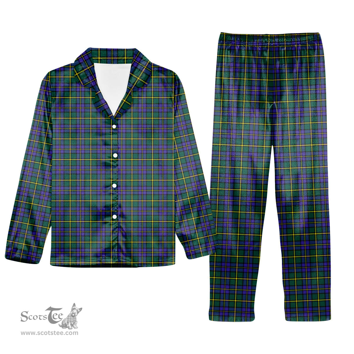 ScotsTee Shop Scottish Cape Breton Provincial Modern Tartan Pajama Satin Velvet Flannel Pajama Set