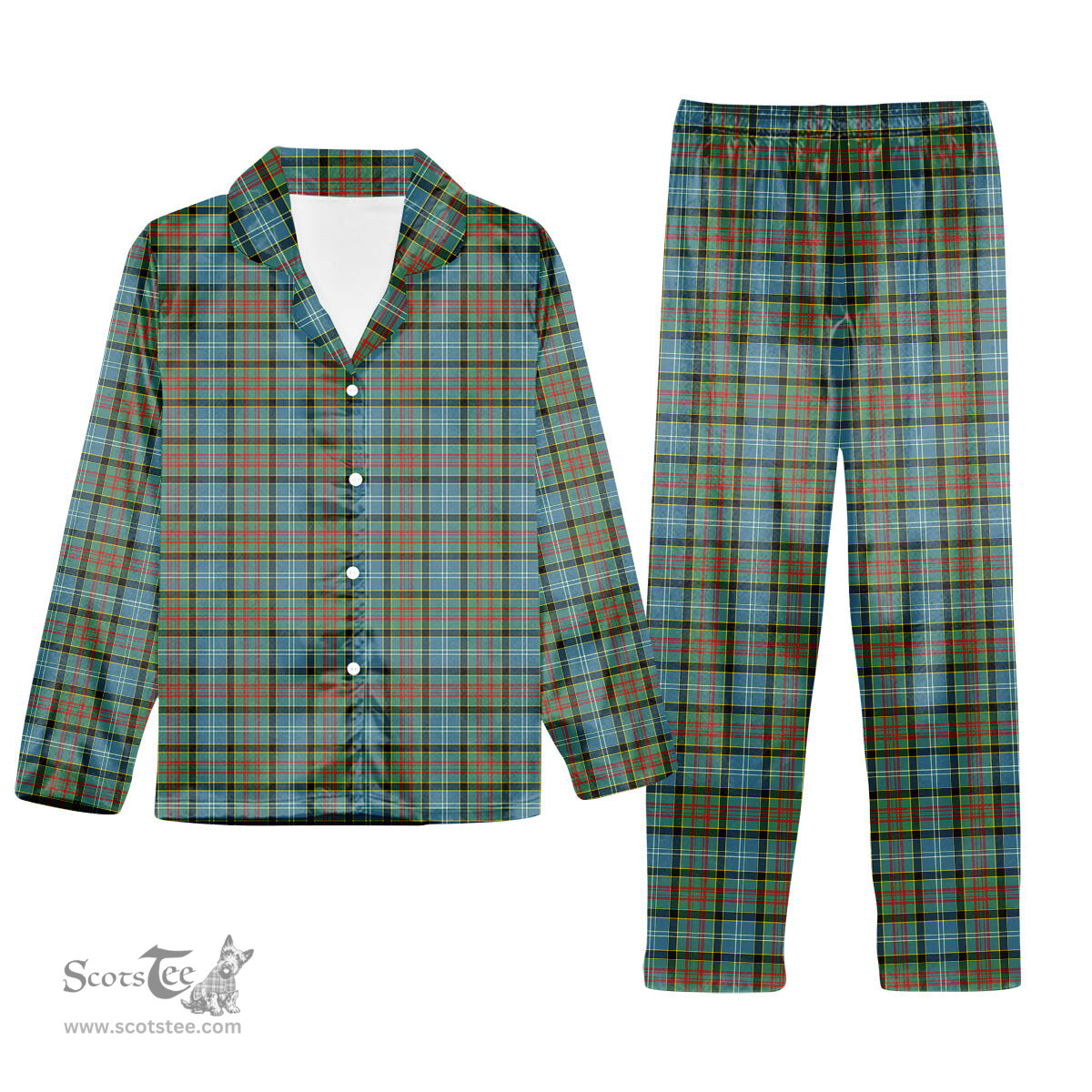 ScotsTee Shop Scottish Cathcart SC Tartan Pajama Satin Velvet Flannel Pajama Set