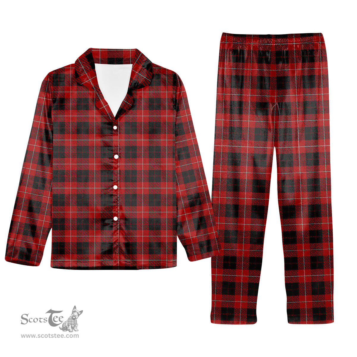 ScotsTee Shop Scottish Cunningham Tartan Pajama Satin Velvet Flannel Pajama Set