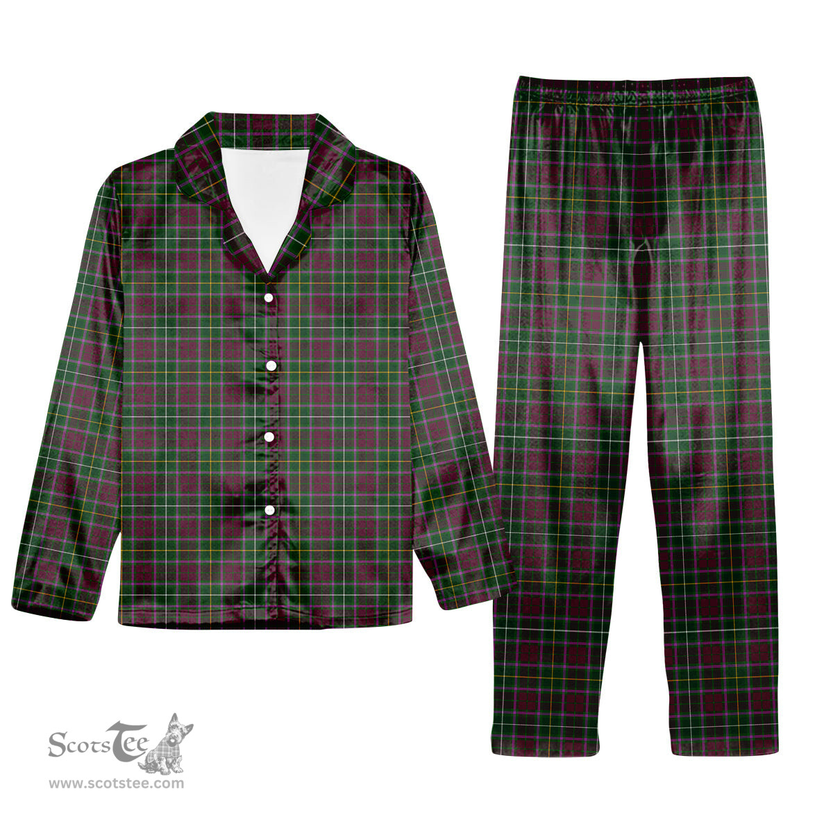 ScotsTee Shop Scottish Crosbie Tartan Pajama Satin Velvet Flannel Pajama Set