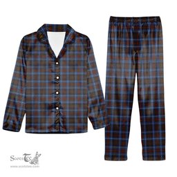 ScotsTee Shop Scottish Cockburn Brown Modern Tartan Pajama Satin Velvet Flannel Pajama Set
